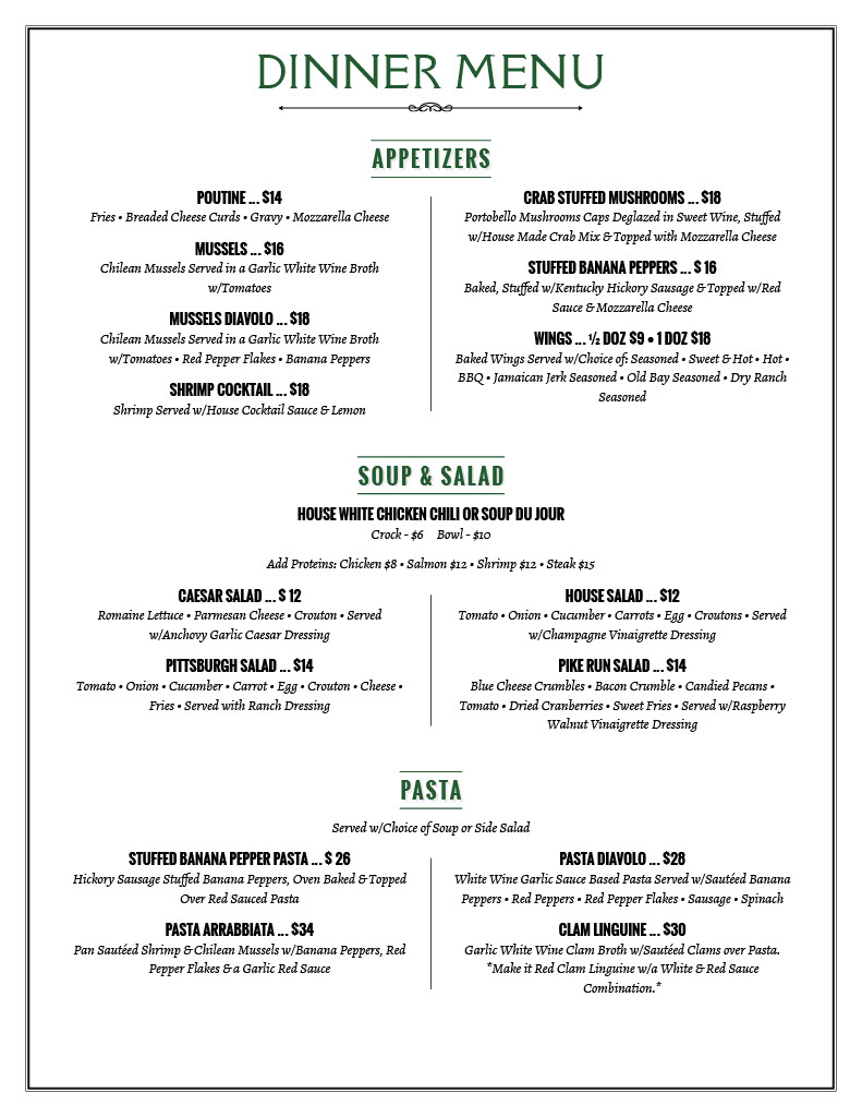 Dinner Menu pg 1